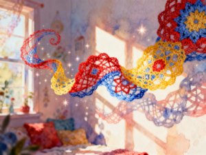 A fractal image in a crochet motif