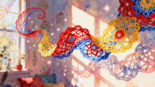 A fractal image in a crochet motif